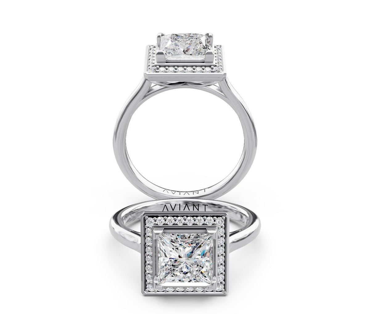 Genevieve Halo with 3ct Princess Lab Diamond