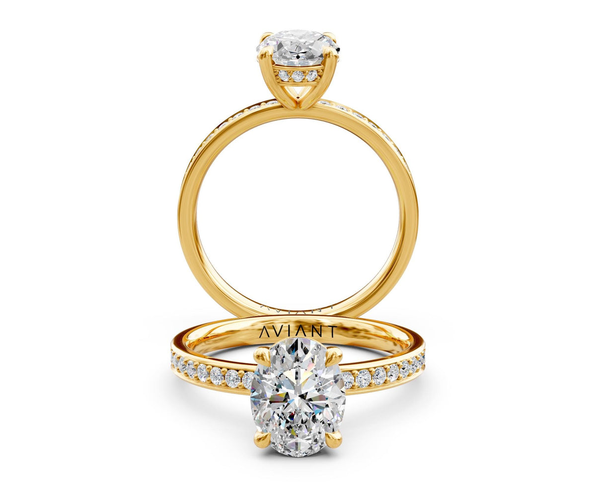 Aurora French Pavé with 3ct Oval Lab Diamond