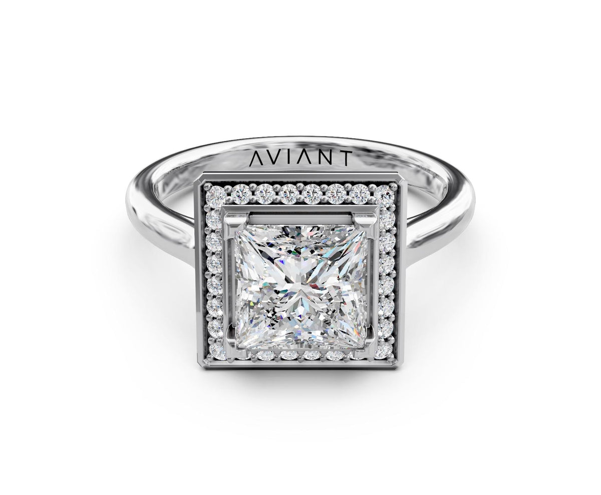 Genevieve Halo with 3ct Princess Lab Diamond