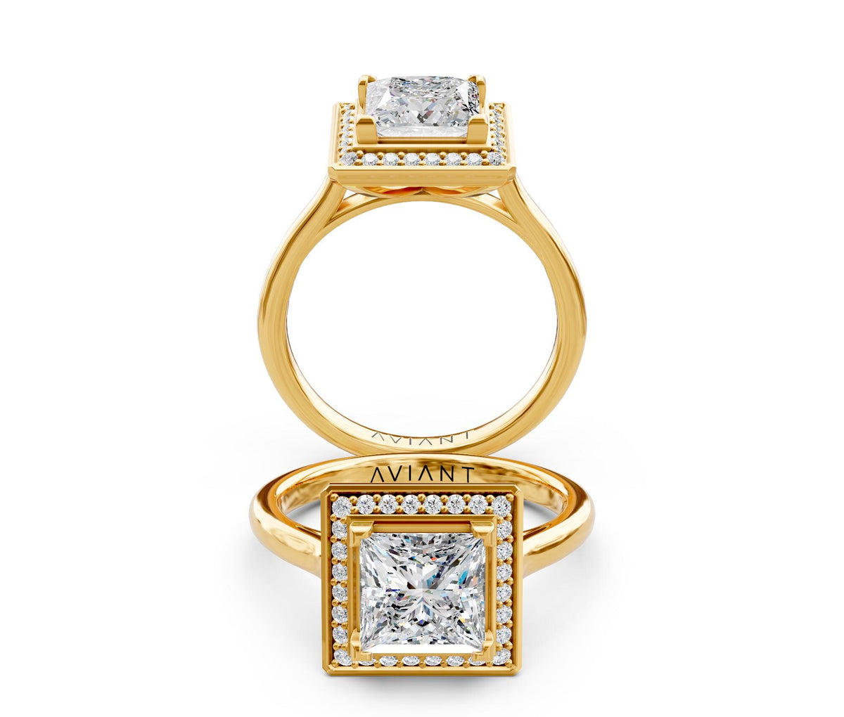 Genevieve Halo with 3ct Princess Lab Diamond