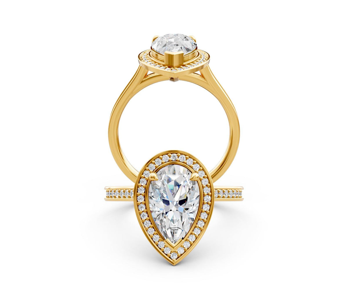 Eleanor Halo with 1ct Pear Lab Diamond